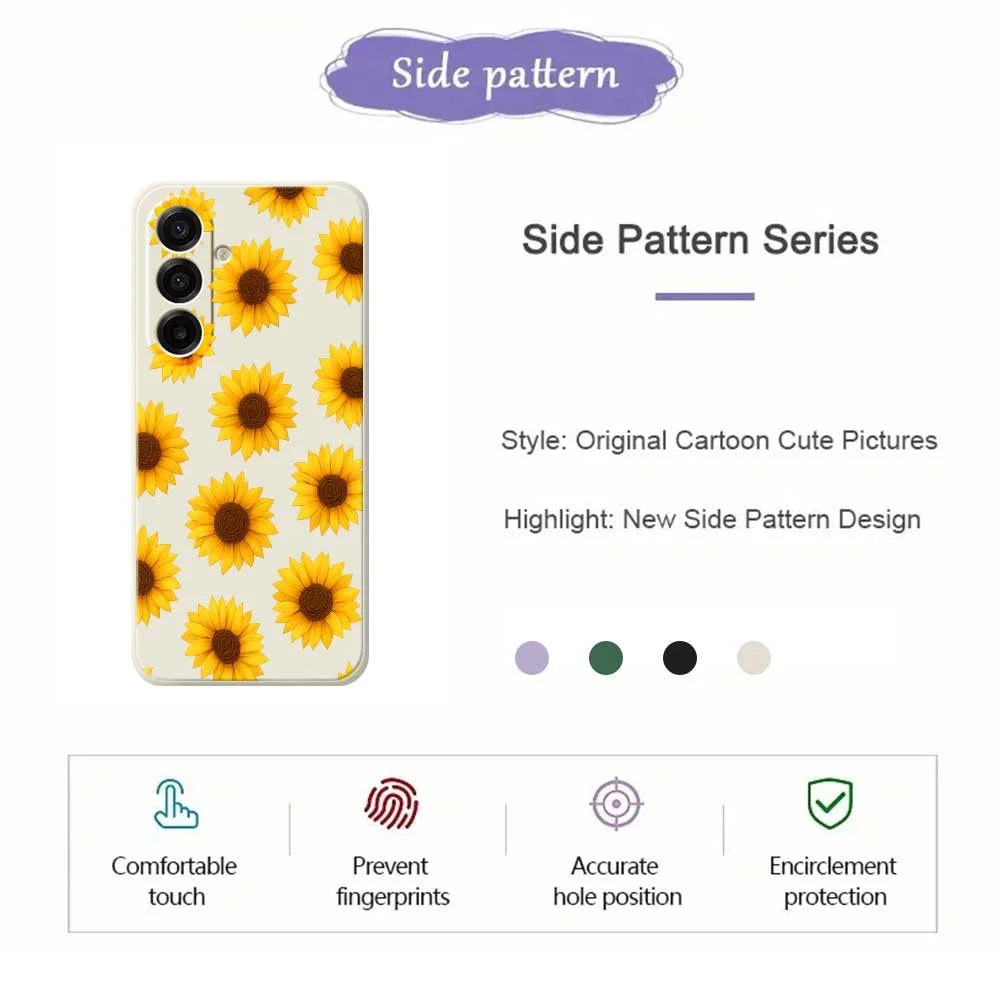For Samsung Galaxy A18 5G / A18 4G / A17 5G / A17 4G Case Sunflowers Pattern Printing Straight Edge TPU Phone Back Cover - Beige - 7