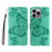 For iPhone 16 Pro Max Wallet Case Floral Butterfly Imprinted Leather Phone Cover Stand -  Green - 1