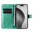 For iPhone 16 Pro Max Wallet Case Floral Butterfly Imprinted Leather Phone Cover Stand -  Green - 2