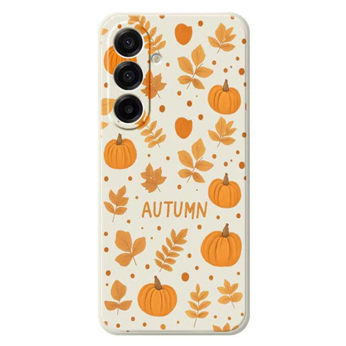 For Samsung Galaxy A18 5G / A18 4G / A17 5G / A17 4G Case Autumn Theme Pattern Printing Straight Edge TPU Phone Back Cover - Beige - 1