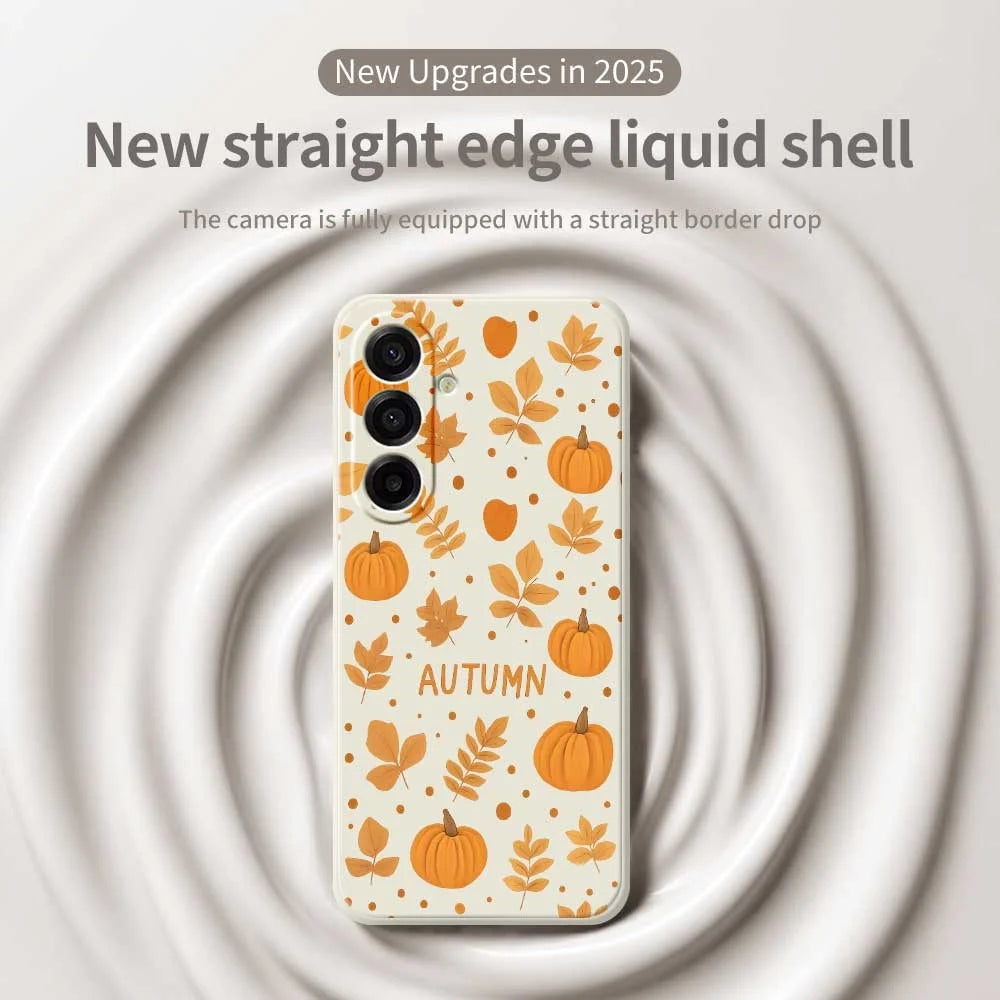 For Samsung Galaxy A18 5G / A18 4G / A17 5G / A17 4G Case Autumn Theme Pattern Printing Straight Edge TPU Phone Back Cover - Beige - 2