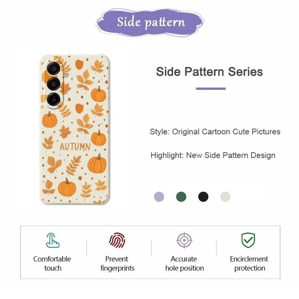 For Samsung Galaxy A18 5G / A18 4G / A17 5G / A17 4G Case Autumn Theme Pattern Printing Straight Edge TPU Phone Back Cover - Beige - 7