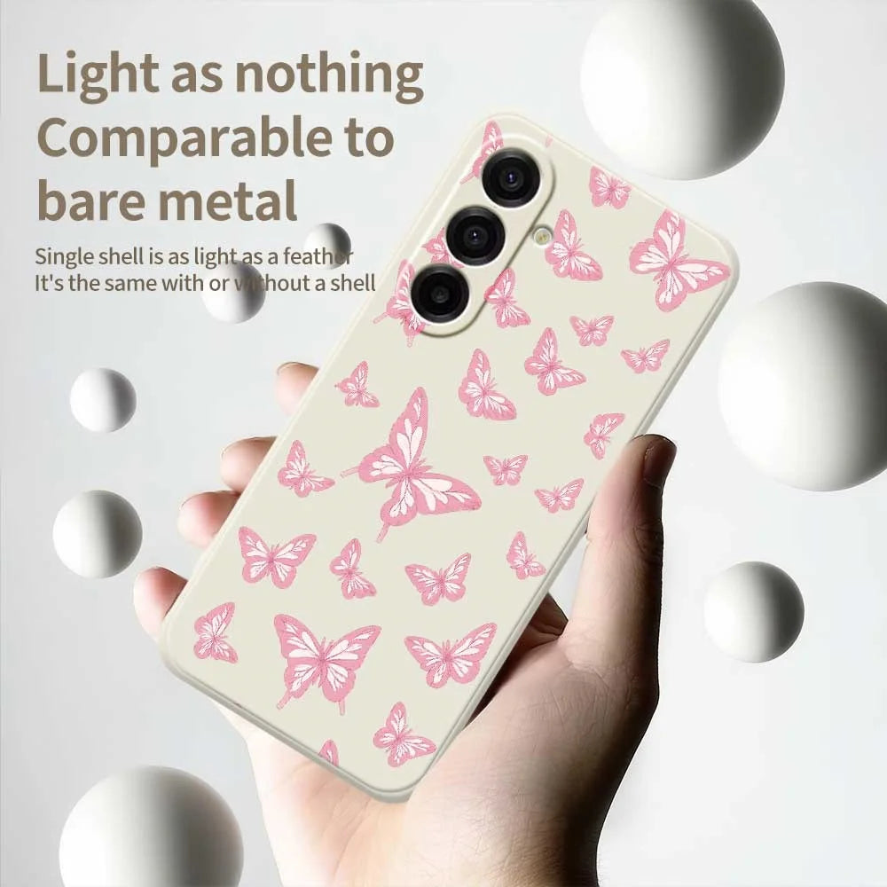 For Samsung Galaxy A18 5G / A18 4G / A17 5G / A17 4G Case Pink Butterflies Pattern Printing Straight Edge TPU Phone Back Cover - Green - 3