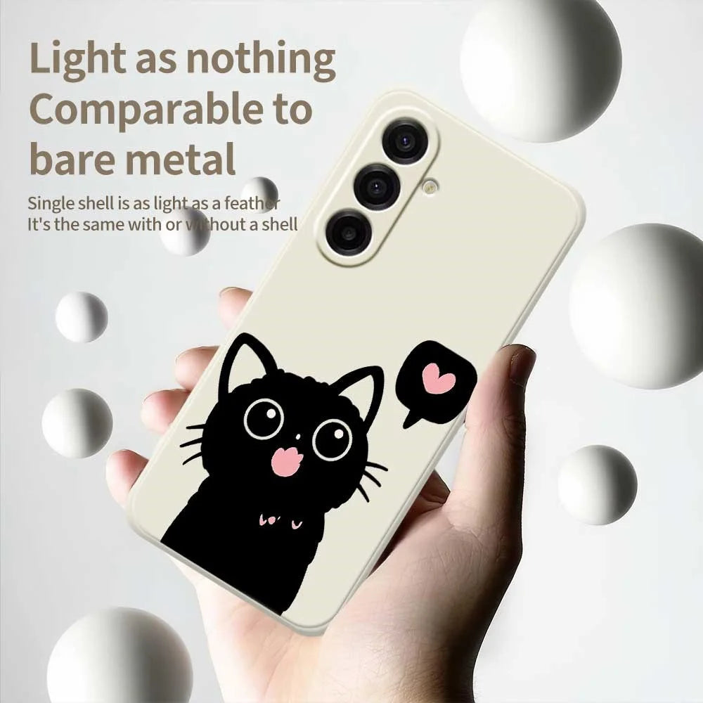 For Samsung Galaxy A18 5G / A18 4G / A17 5G / A17 4G Case Love Black Cat Pattern Printing Straight Edge TPU Phone Back Cover - Green - 3