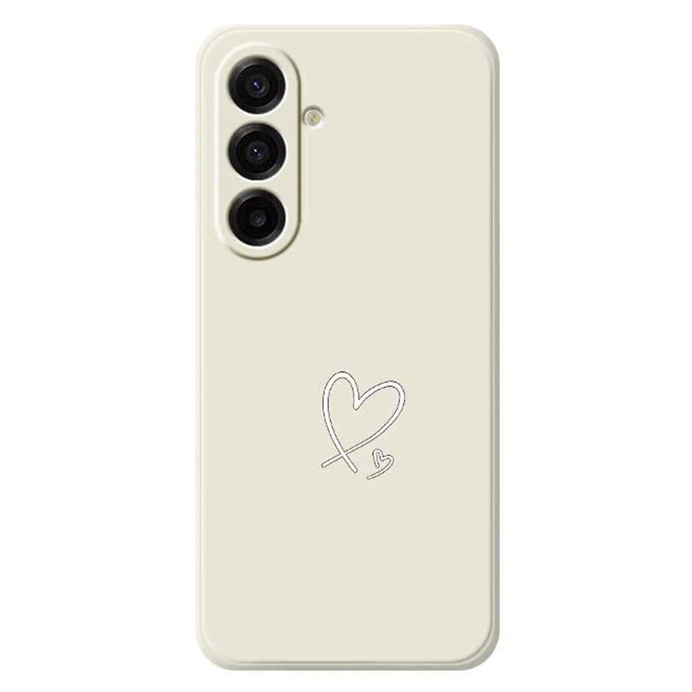 For Samsung Galaxy A18 5G / A18 4G / A17 5G / A17 4G Case White Love Pattern Printing Straight Edge TPU Phone Back Cover - Beige - 1