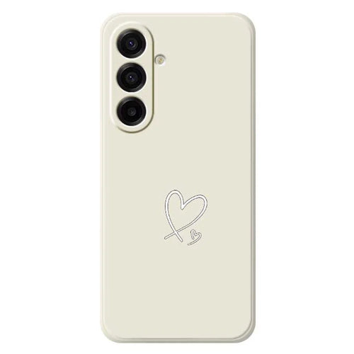 For Samsung Galaxy A18 5G / A18 4G / A17 5G / A17 4G Case White Love Pattern Printing Straight Edge TPU Phone Back Cover - Beige - 1