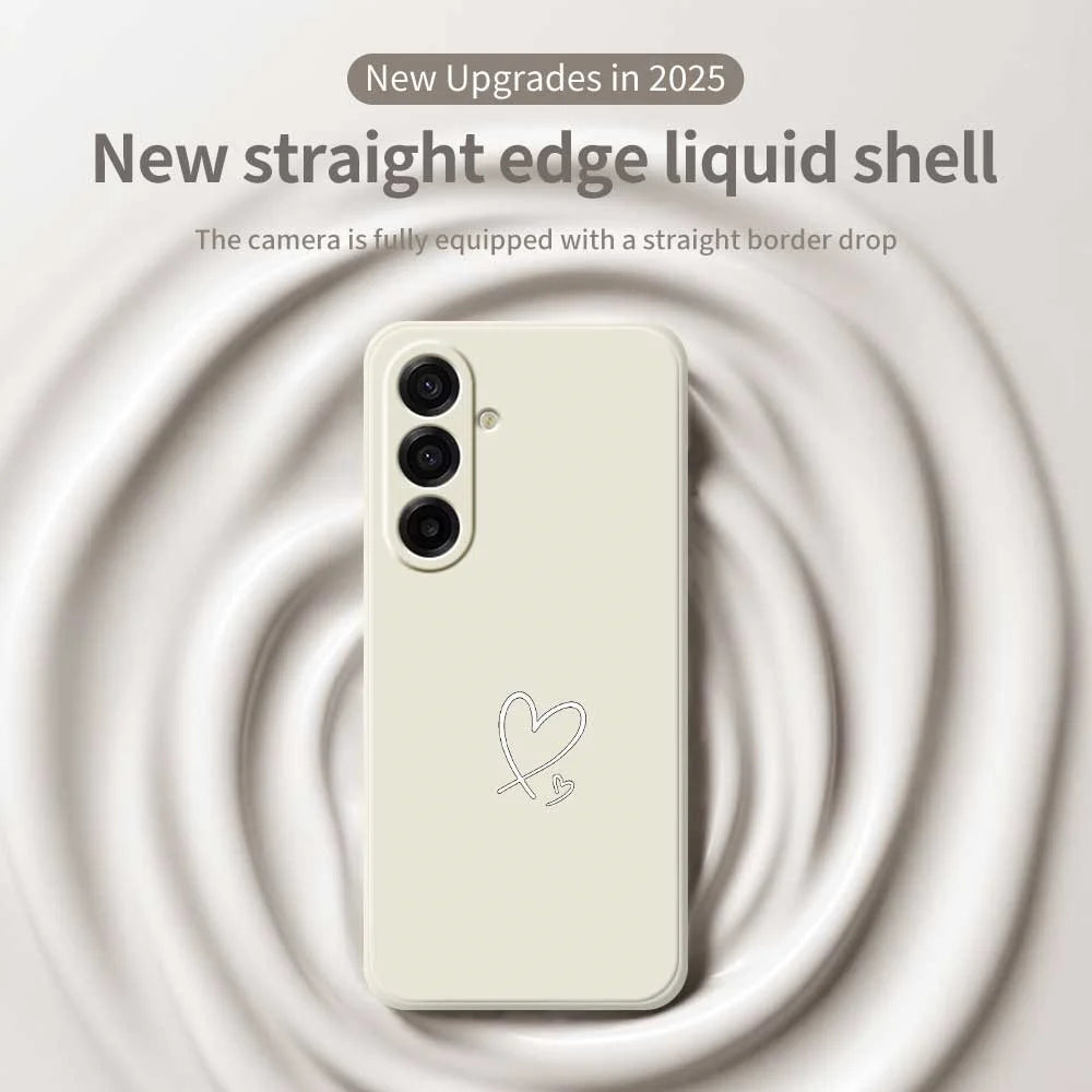 For Samsung Galaxy A18 5G / A18 4G / A17 5G / A17 4G Case White Love Pattern Printing Straight Edge TPU Phone Back Cover - Beige - 2