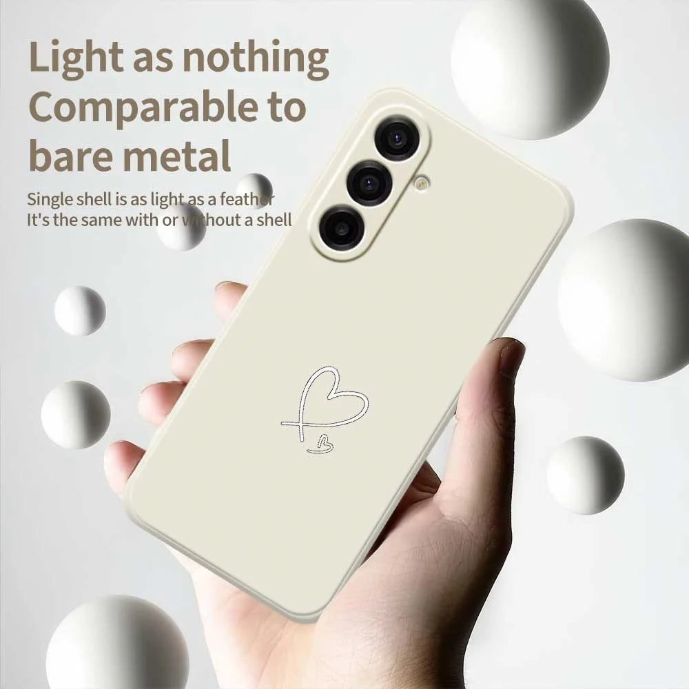 For Samsung Galaxy A18 5G / A18 4G / A17 5G / A17 4G Case White Love Pattern Printing Straight Edge TPU Phone Back Cover - Beige - 3