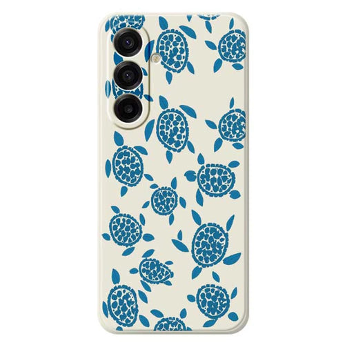 For Samsung Galaxy A18 5G / A18 4G / A17 5G / A17 4G Case Blue Turtle Pattern Printing Straight Edge TPU Phone Back Cover - Beige - 1