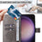 For Samsung Galaxy S24 Ultra Phone Case with Stand Cat Tree Pattern Leather Wallet Mobile Cover - Grey - 6