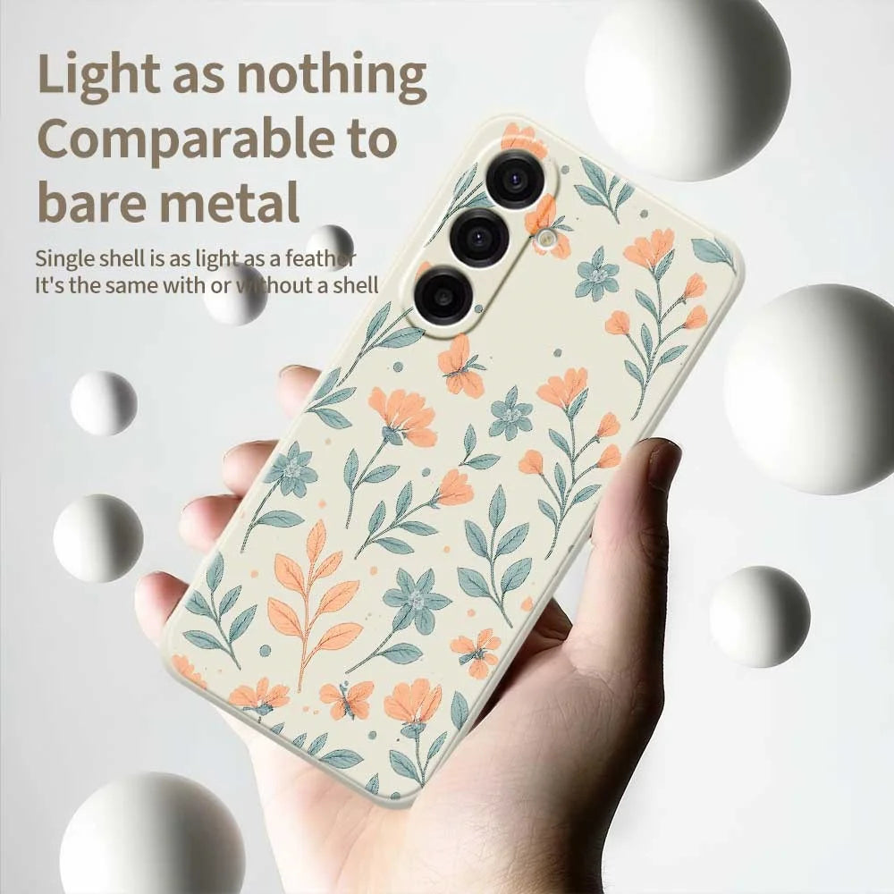 For Samsung Galaxy A18 5G / A18 4G / A17 5G / A17 4G Case Yellow Flowers Pattern Printing Straight Edge TPU Phone Back Cover - Beige - 4