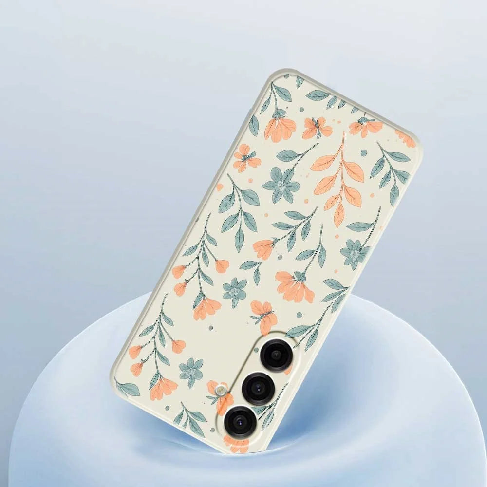 For Samsung Galaxy A18 5G / A18 4G / A17 5G / A17 4G Case Yellow Flowers Pattern Printing Straight Edge TPU Phone Back Cover - Beige - 5