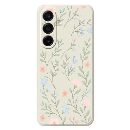 For Samsung Galaxy A18 5G / A18 4G / A17 5G / A17 4G Case Pink Blue Flowers Pattern Printing Straight Edge TPU Phone Back Cover - Beige - 1