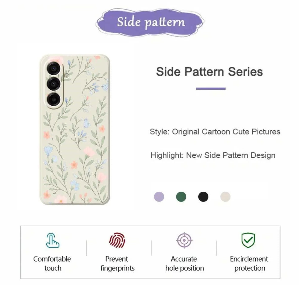 For Samsung Galaxy A18 5G / A18 4G / A17 5G / A17 4G Case Pink Blue Flowers Pattern Printing Straight Edge TPU Phone Back Cover - Beige - 2