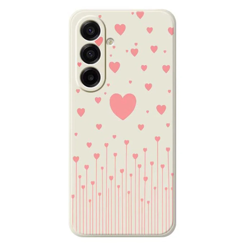 For Samsung Galaxy A18 5G / A18 4G / A17 5G / A17 4G Case Pink Love Pattern Printing Straight Edge TPU Phone Back Cover - Beige - 1