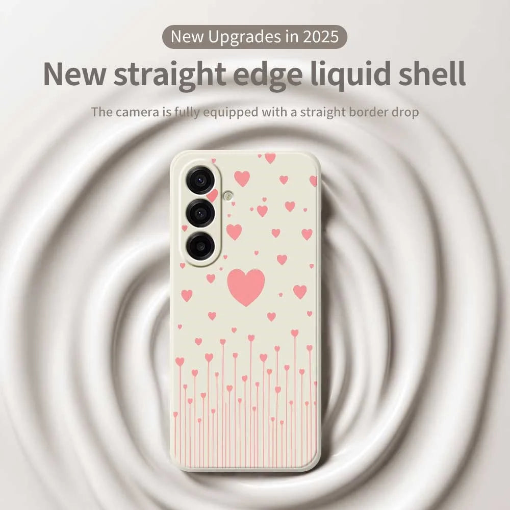 For Samsung Galaxy A18 5G / A18 4G / A17 5G / A17 4G Case Pink Love Pattern Printing Straight Edge TPU Phone Back Cover - Beige - 3