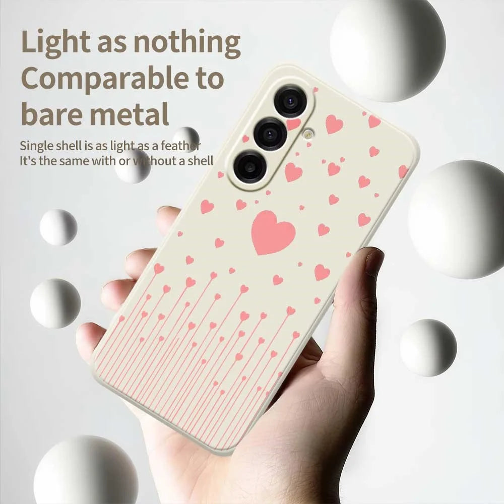 For Samsung Galaxy A18 5G / A18 4G / A17 5G / A17 4G Case Pink Love Pattern Printing Straight Edge TPU Phone Back Cover - Beige - 4