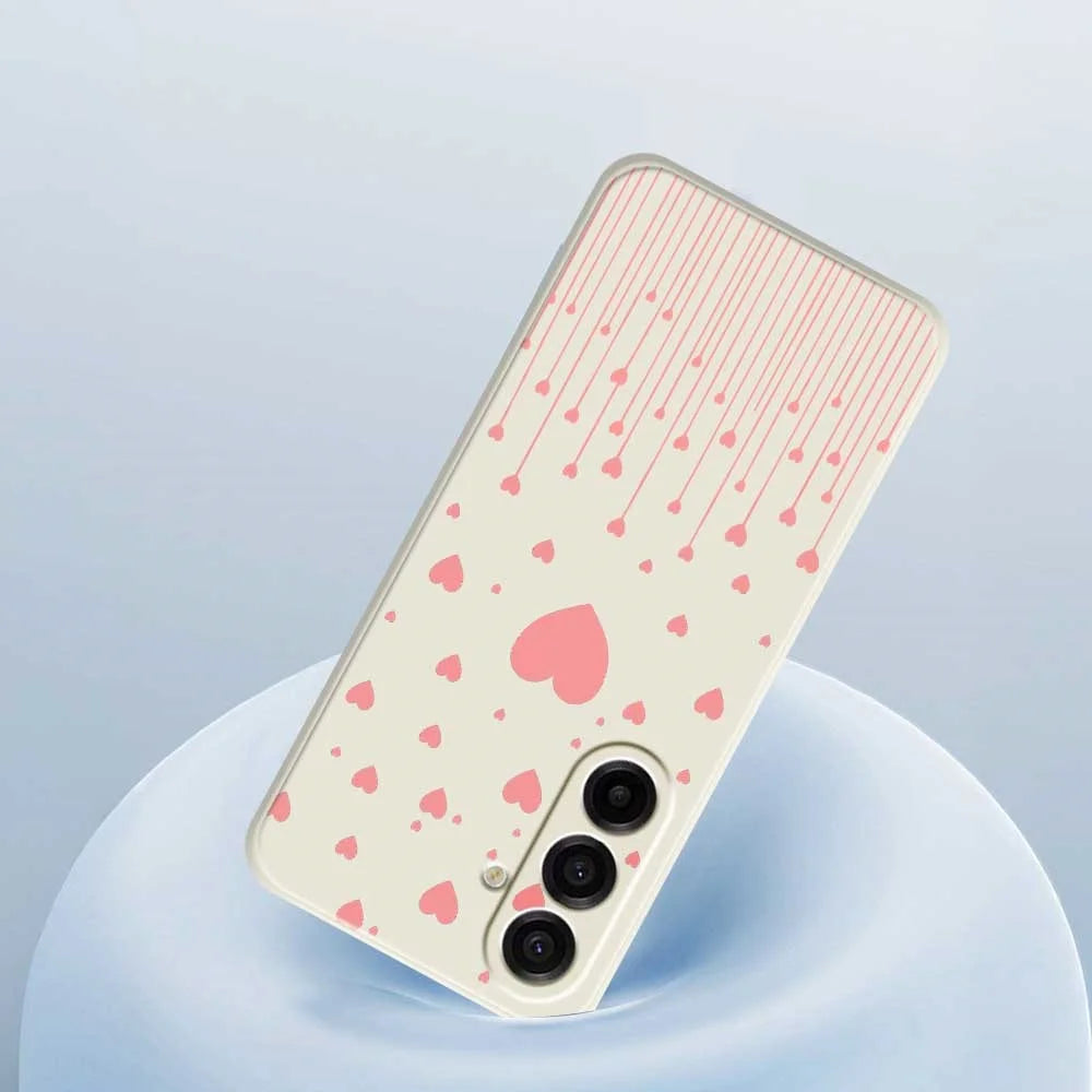For Samsung Galaxy A18 5G / A18 4G / A17 5G / A17 4G Case Pink Love Pattern Printing Straight Edge TPU Phone Back Cover - Beige - 5