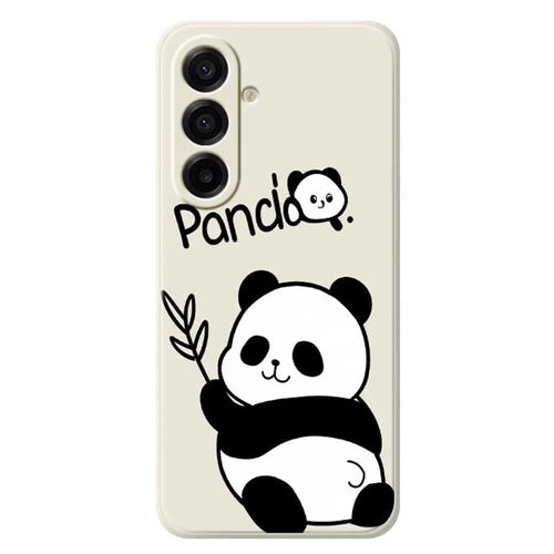 For Samsung Galaxy A18 5G / A18 4G / A17 5G / A17 4G Case Panda Pattern Printing Straight Edge TPU Phone Back Cover - Beige - 1