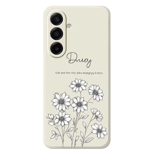 For Samsung Galaxy A18 5G / A18 4G / A17 5G / A17 4G Case Sketch Flowers Pattern Printing Straight Edge TPU Phone Back Cover - Beige - 1
