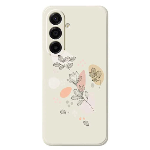 For Samsung Galaxy A18 5G / A18 4G / A17 5G / A17 4G Case Sketch Leaves Pattern Printing Straight Edge TPU Phone Back Cover - Beige - 1