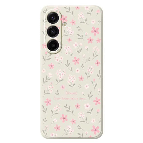 For Samsung Galaxy A18 5G / A18 4G / A17 5G / A17 4G Case Small Flower Pattern Printing Straight Edge TPU Phone Back Cover - Beige - 1