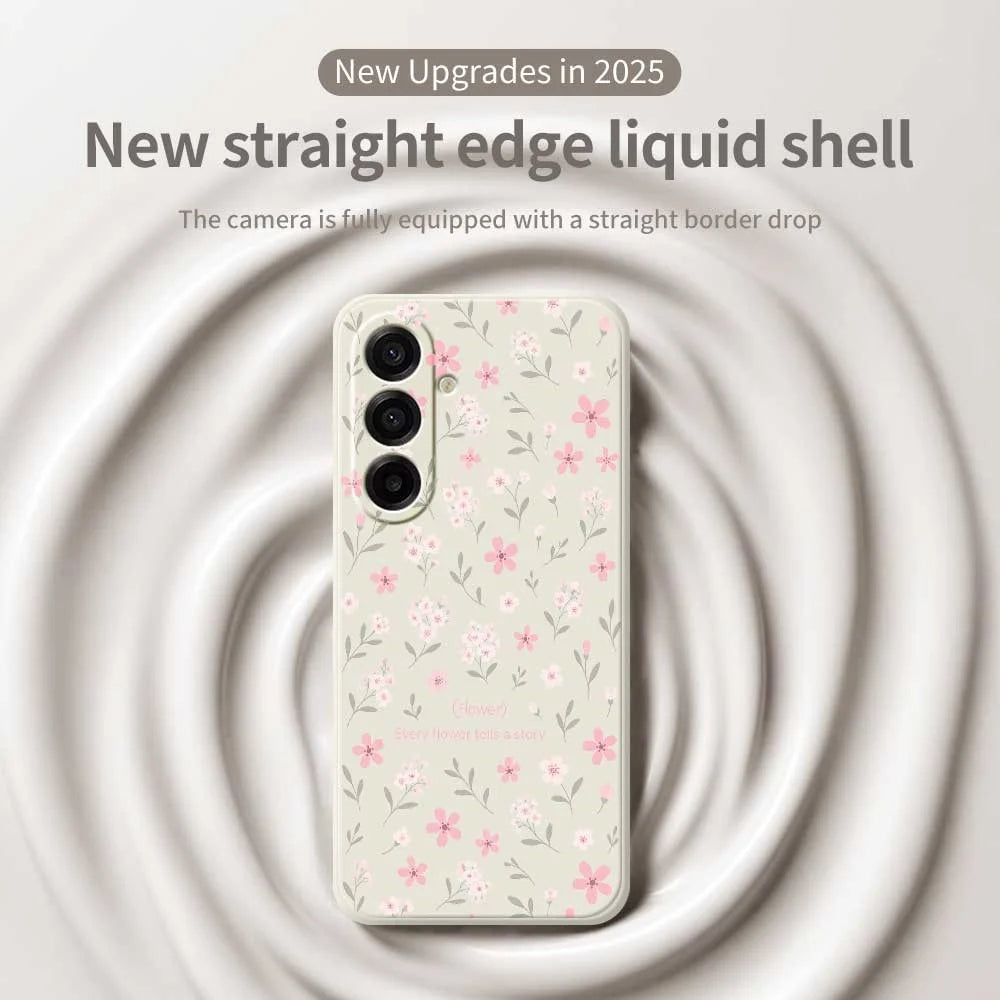 For Samsung Galaxy A18 5G / A18 4G / A17 5G / A17 4G Case Small Flower Pattern Printing Straight Edge TPU Phone Back Cover - Beige - 3