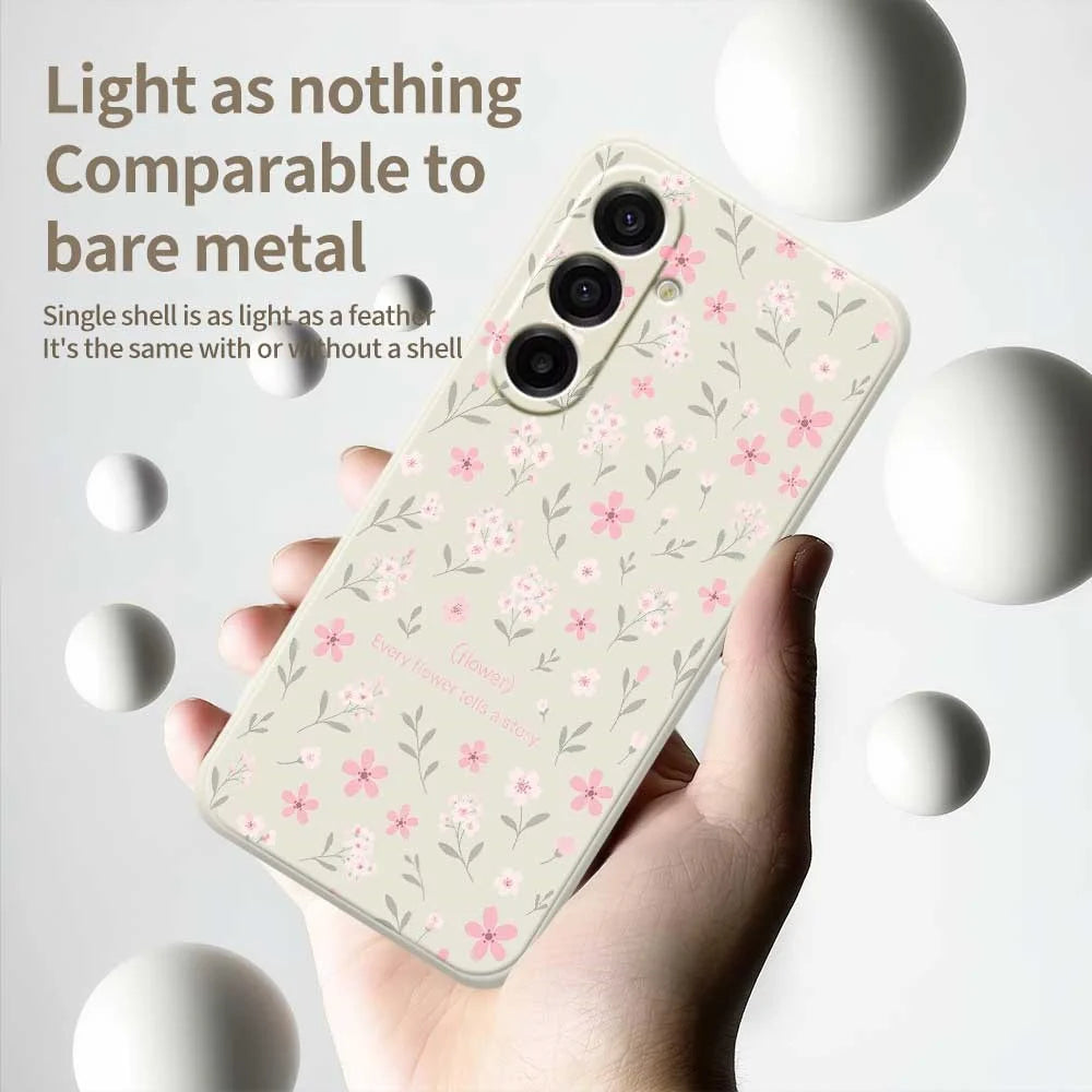 For Samsung Galaxy A18 5G / A18 4G / A17 5G / A17 4G Case Small Flower Pattern Printing Straight Edge TPU Phone Back Cover - Beige - 4