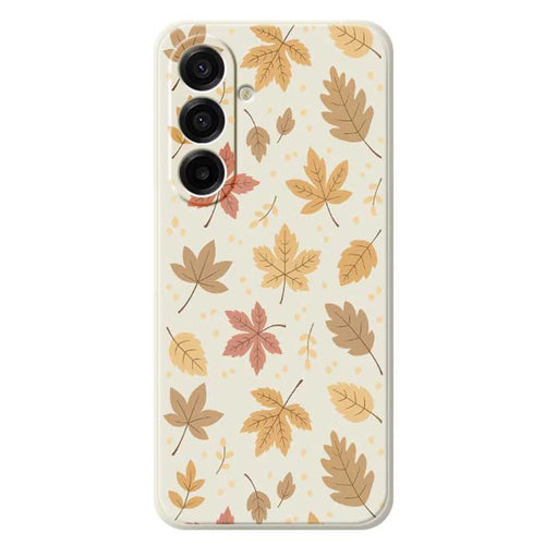 For Samsung Galaxy A18 5G / A18 4G / A17 5G / A17 4G Case Leaves Pattern Printing Straight Edge TPU Phone Back Cover - Beige - 1