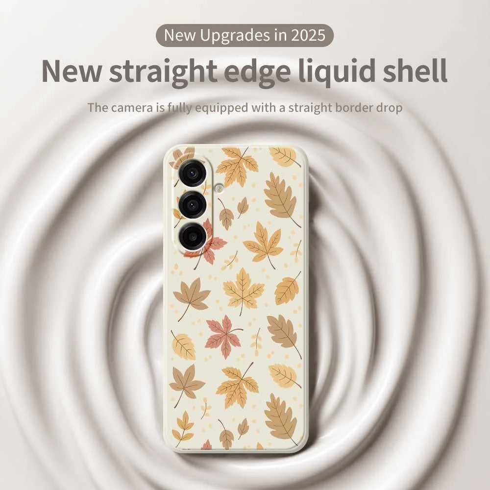 For Samsung Galaxy A18 5G / A18 4G / A17 5G / A17 4G Case Leaves Pattern Printing Straight Edge TPU Phone Back Cover - Beige - 3
