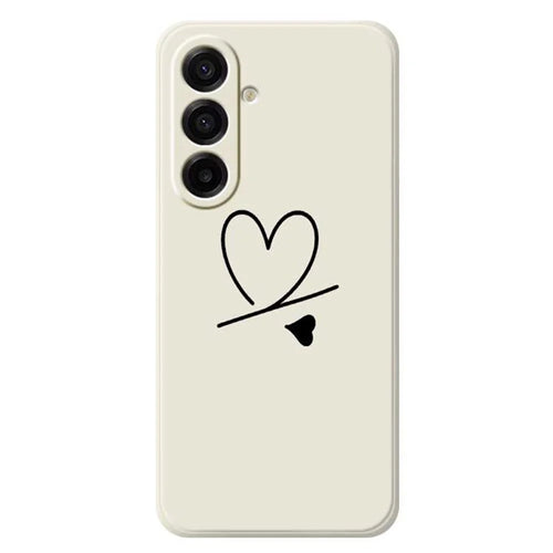 For Samsung Galaxy A18 5G / A18 4G / A17 5G / A17 4G Case Black Love Pattern Printing Straight Edge TPU Phone Back Cover - Beige - 1