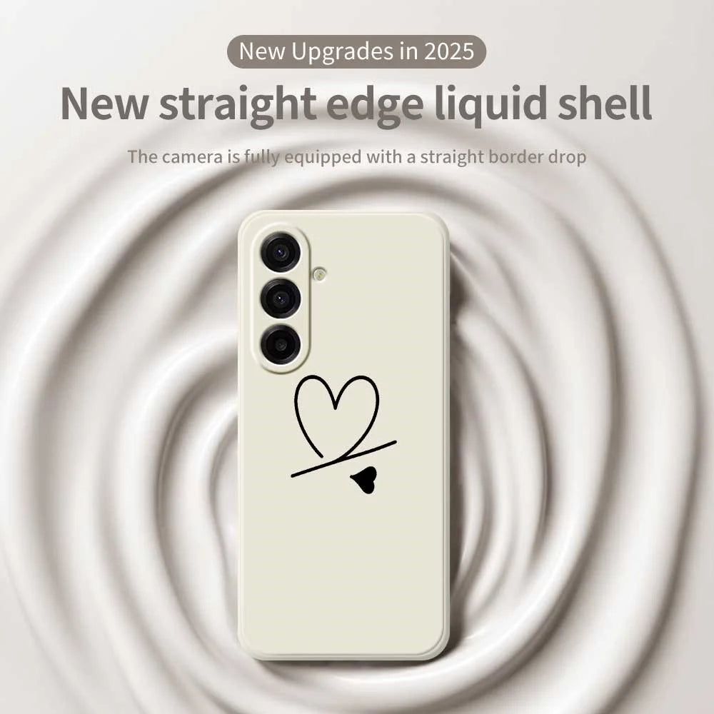 For Samsung Galaxy A18 5G / A18 4G / A17 5G / A17 4G Case Black Love Pattern Printing Straight Edge TPU Phone Back Cover - Beige - 3