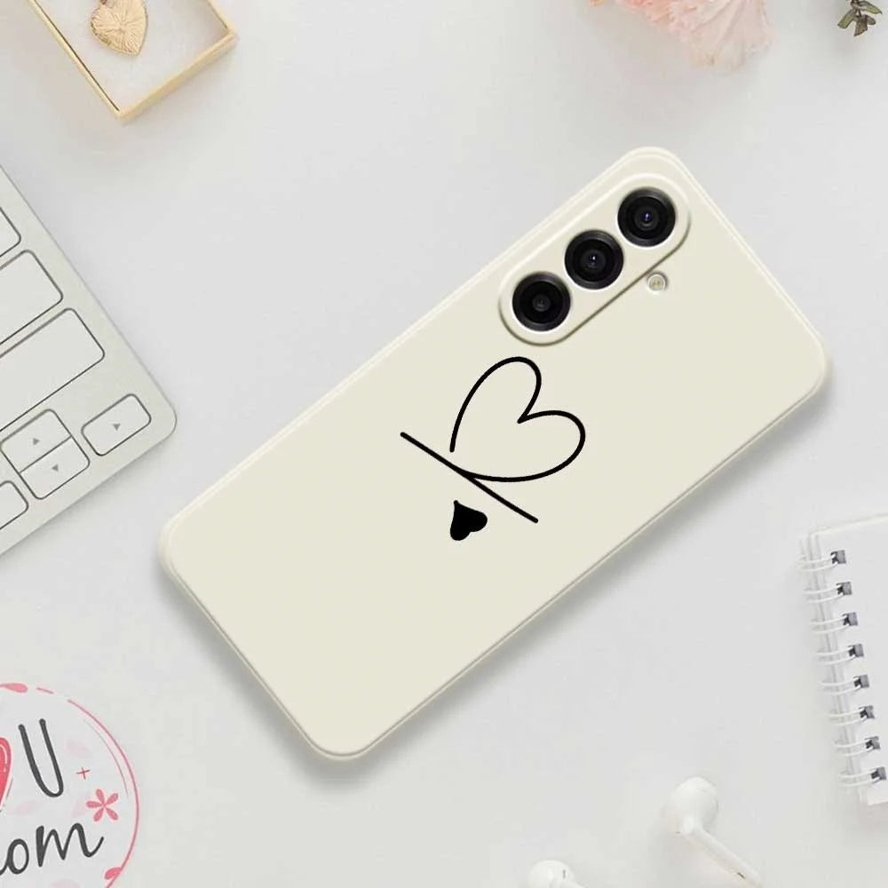 For Samsung Galaxy A18 5G / A18 4G / A17 5G / A17 4G Case Black Love Pattern Printing Straight Edge TPU Phone Back Cover - Beige - 7