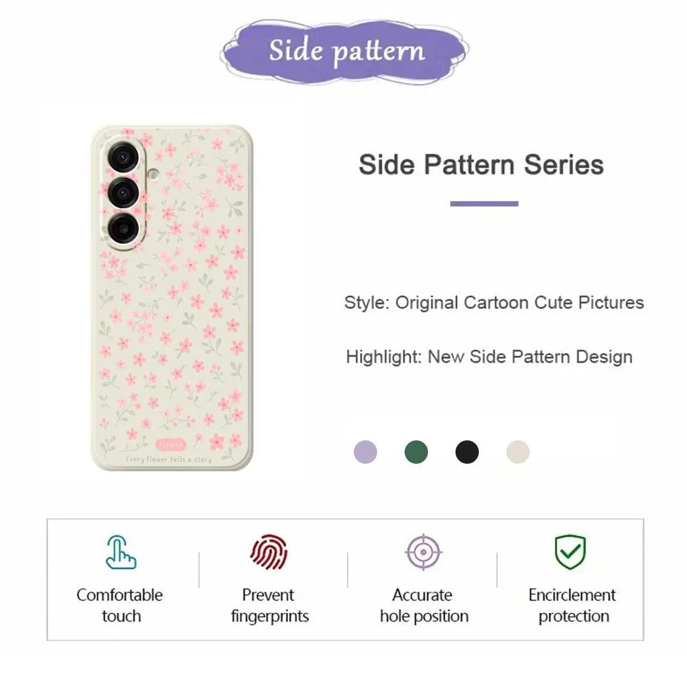 For Samsung Galaxy A18 5G / A18 4G / A17 5G / A17 4G Case Pink Small Flowers Pattern Printing Straight Edge TPU Phone Back Cover - Beige - 2