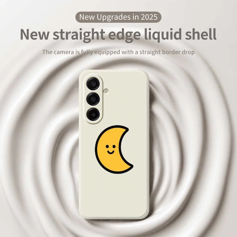 For Samsung Galaxy A18 5G / A18 4G / A17 5G / A17 4G Case Yellow Moon Pattern Printing Straight Edge TPU Phone Back Cover - Beige - 3