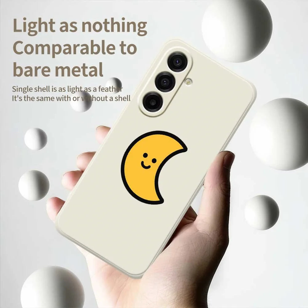 For Samsung Galaxy A18 5G / A18 4G / A17 5G / A17 4G Case Yellow Moon Pattern Printing Straight Edge TPU Phone Back Cover - Beige - 4