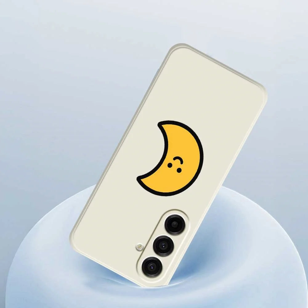 For Samsung Galaxy A18 5G / A18 4G / A17 5G / A17 4G Case Yellow Moon Pattern Printing Straight Edge TPU Phone Back Cover - Beige - 5