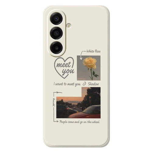 For Samsung Galaxy A18 5G / A18 4G / A17 5G / A17 4G Case Meet You Photo Pattern Printing Straight Edge TPU Phone Back Cover - Beige - 1