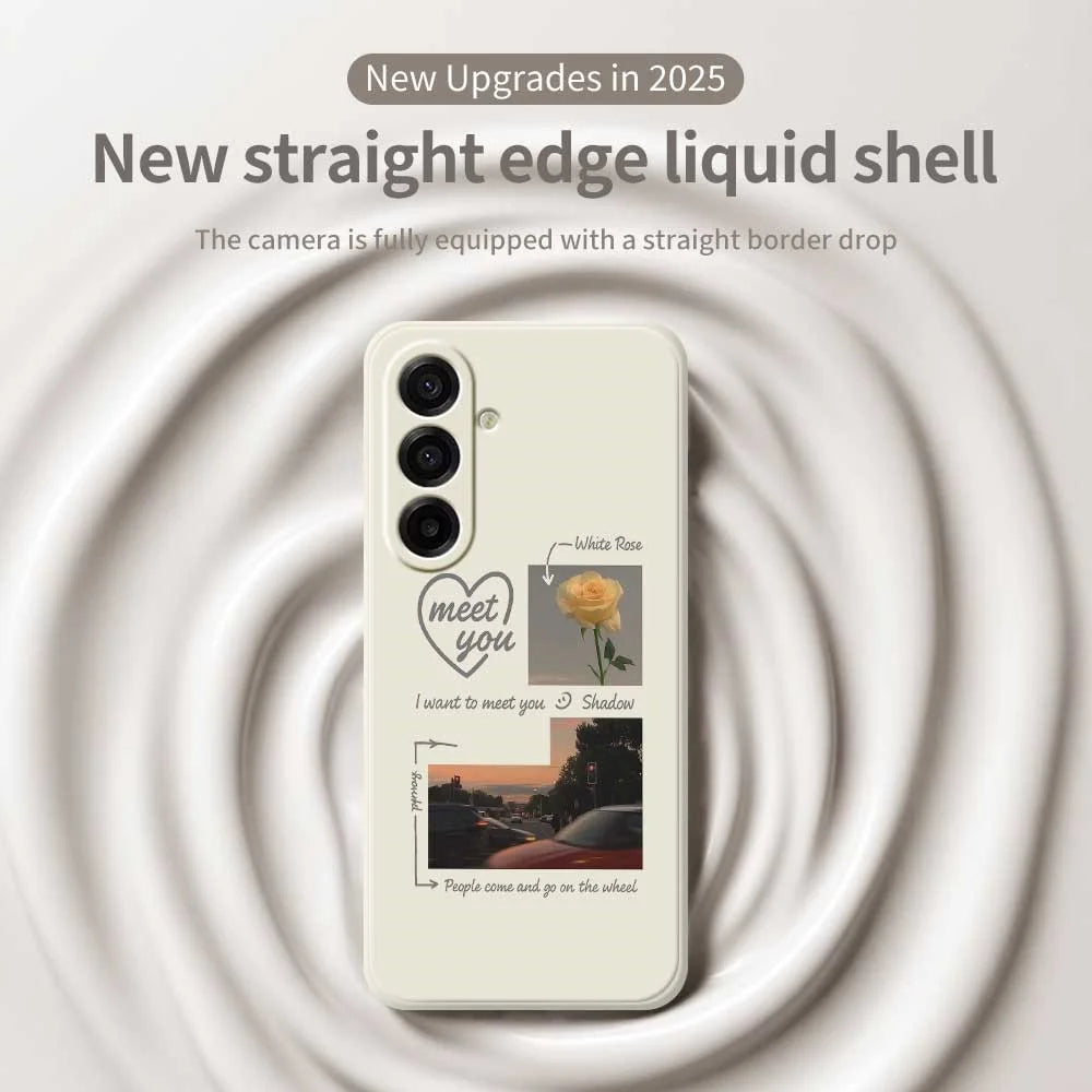 For Samsung Galaxy A18 5G / A18 4G / A17 5G / A17 4G Case Meet You Photo Pattern Printing Straight Edge TPU Phone Back Cover - Beige - 3