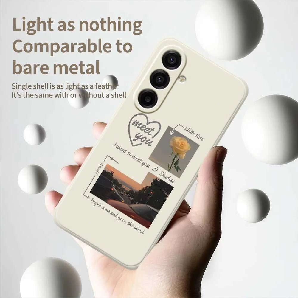 For Samsung Galaxy A18 5G / A18 4G / A17 5G / A17 4G Case Meet You Photo Pattern Printing Straight Edge TPU Phone Back Cover - Beige - 4