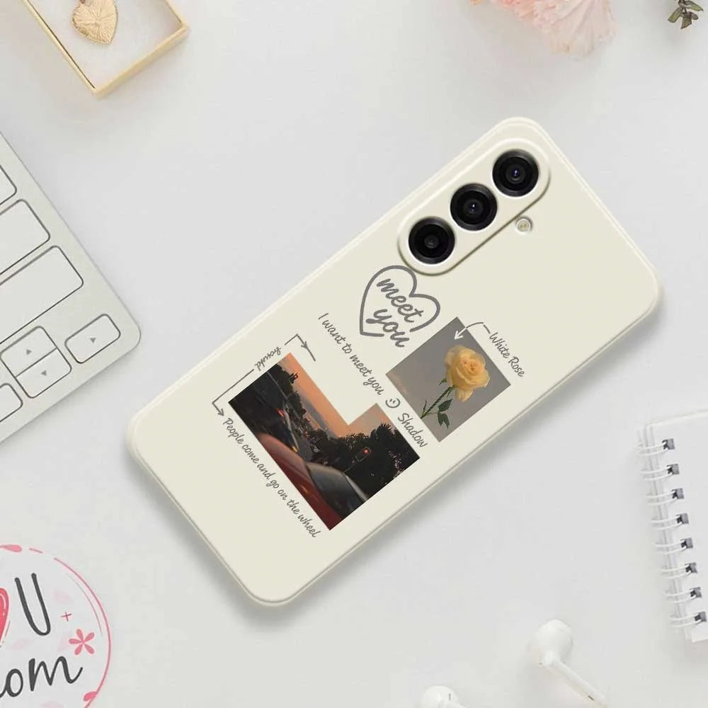 For Samsung Galaxy A18 5G / A18 4G / A17 5G / A17 4G Case Meet You Photo Pattern Printing Straight Edge TPU Phone Back Cover - Beige - 7
