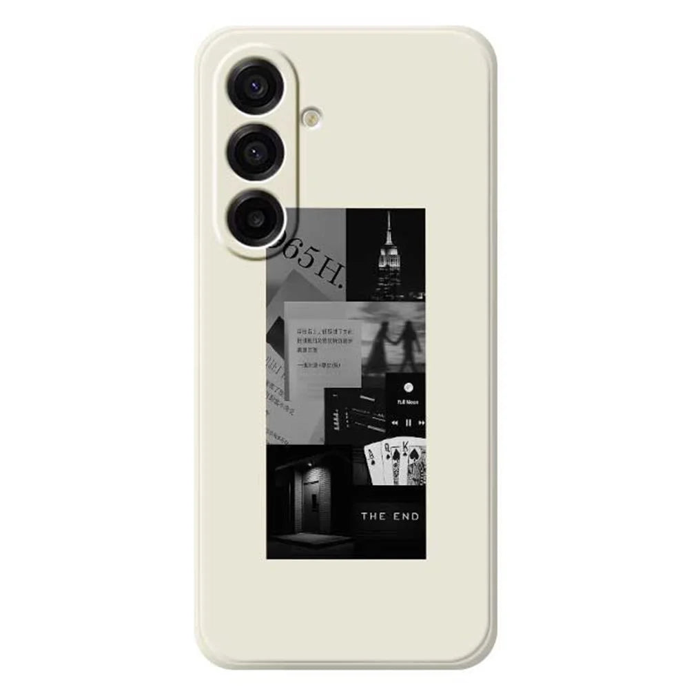 For Samsung Galaxy A18 5G / A18 4G / A17 5G / A17 4G Case Stitching Photos Pattern Printing Straight Edge TPU Phone Back Cover - Beige - 1