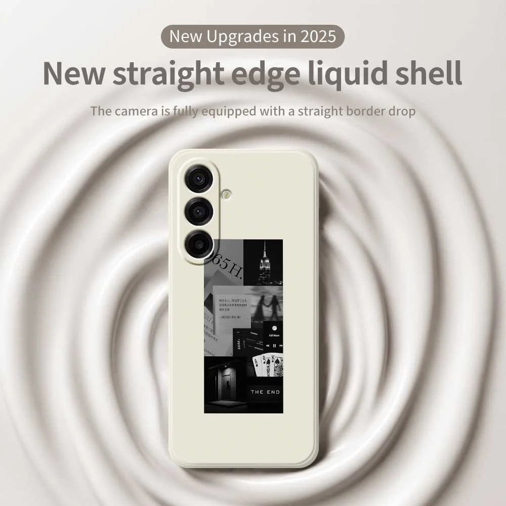 For Samsung Galaxy A18 5G / A18 4G / A17 5G / A17 4G Case Stitching Photos Pattern Printing Straight Edge TPU Phone Back Cover - Beige - 3