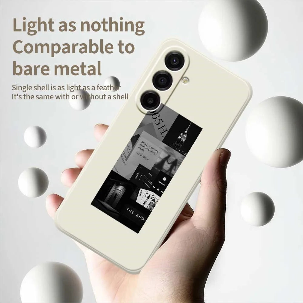 For Samsung Galaxy A18 5G / A18 4G / A17 5G / A17 4G Case Stitching Photos Pattern Printing Straight Edge TPU Phone Back Cover - Beige - 4
