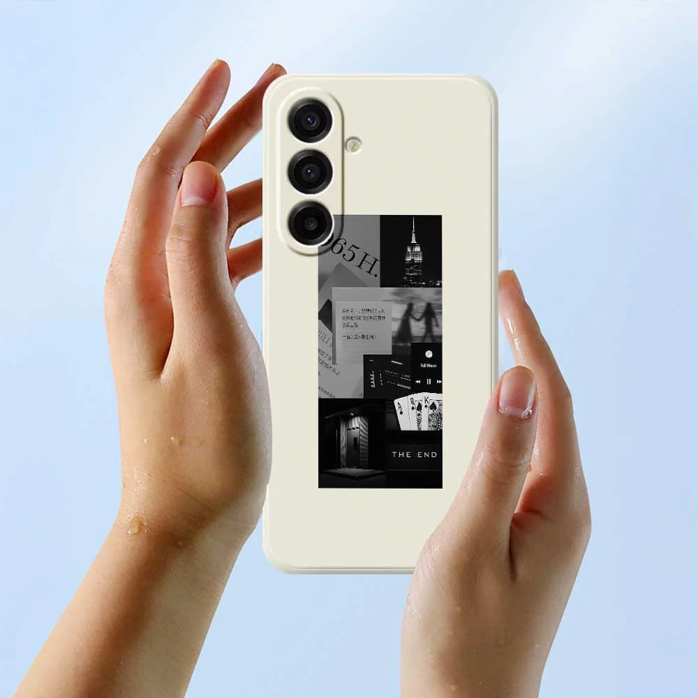 For Samsung Galaxy A18 5G / A18 4G / A17 5G / A17 4G Case Stitching Photos Pattern Printing Straight Edge TPU Phone Back Cover - Beige - 6