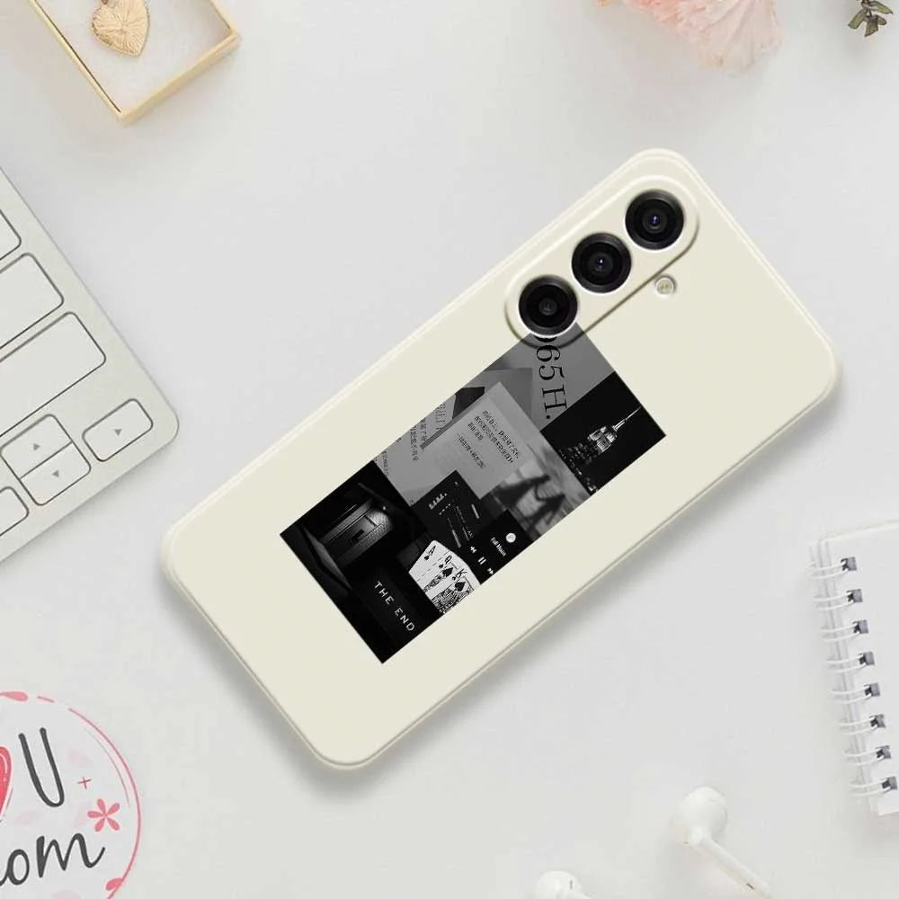 For Samsung Galaxy A18 5G / A18 4G / A17 5G / A17 4G Case Stitching Photos Pattern Printing Straight Edge TPU Phone Back Cover - Beige - 7