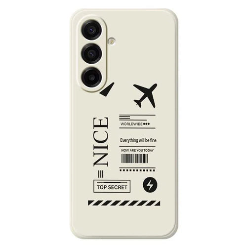 For Samsung Galaxy A18 5G / A18 4G / A17 5G / A17 4G Case Boarding Ticket Pattern Printing Straight Edge TPU Phone Back Cover - Beige - 1