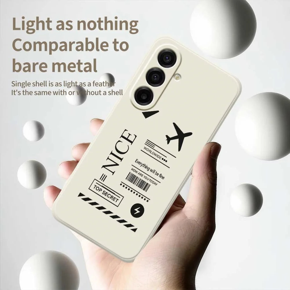 For Samsung Galaxy A18 5G / A18 4G / A17 5G / A17 4G Case Boarding Ticket Pattern Printing Straight Edge TPU Phone Back Cover - Beige - 4
