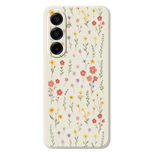 For Samsung Galaxy A18 5G / A18 4G / A17 5G / A17 4G Case Flowers and Grass Pattern Printing Straight Edge TPU Phone Back Cover - Beige - 1