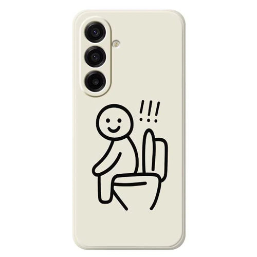 For Samsung Galaxy A18 5G / A18 4G / A17 5G / A17 4G Case Stickman Toilet Pattern Printing Straight Edge TPU Phone Back Cover - Beige - 1